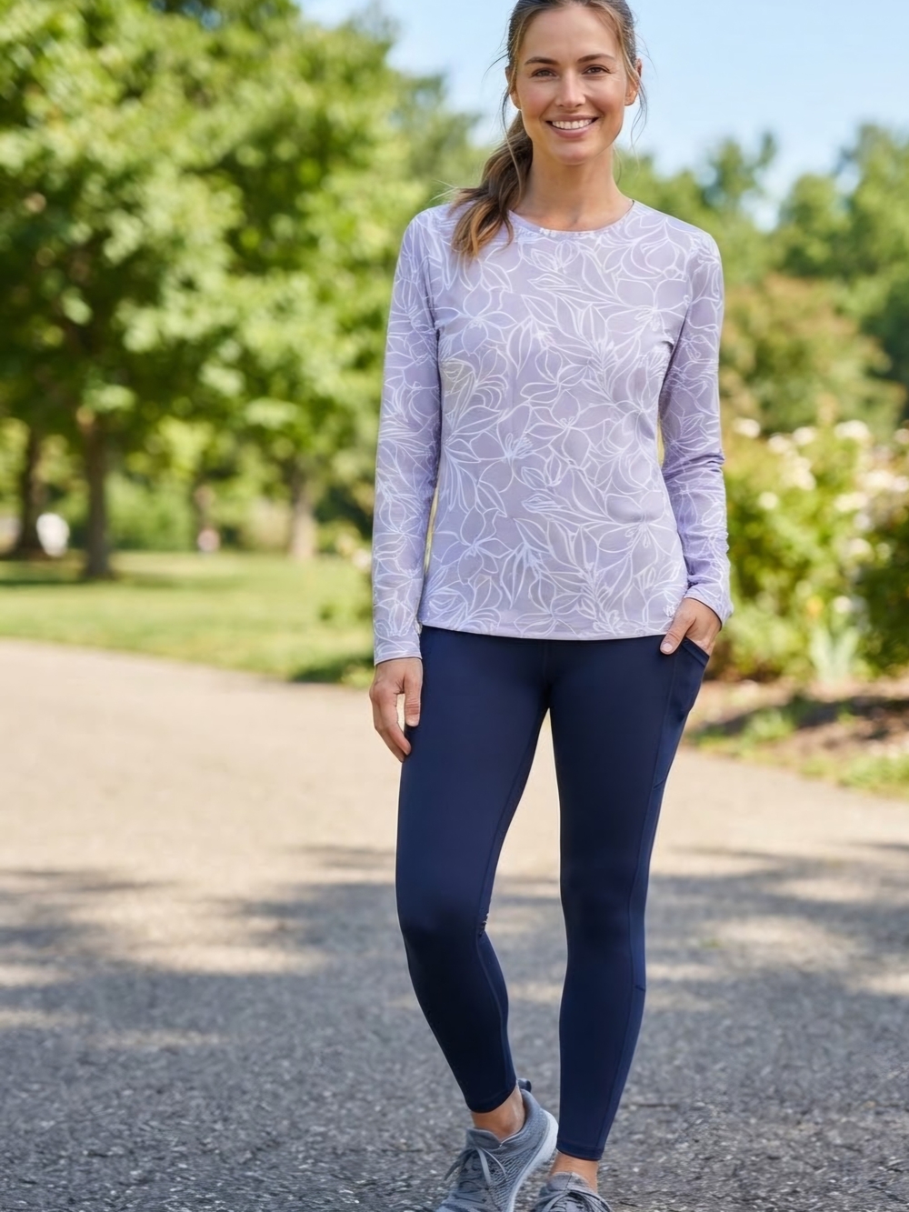 Hang Ten Women's UPF 50+ Quick Dry Floral Long Sleeve Crew Neck Tee Small NWT